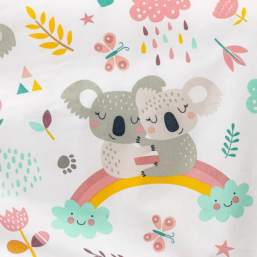 4Home Dziecięca pościel bawełniana do łóżeczka Koala rainbow, 100 x 135 cm, 40 x 60 cm