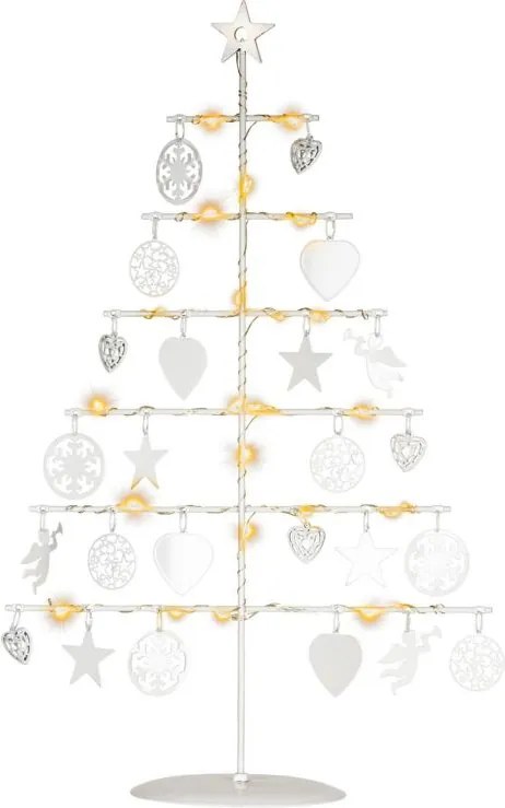 Ozdobne choinkowe metalowe drzewo - białe, 25 diod LED