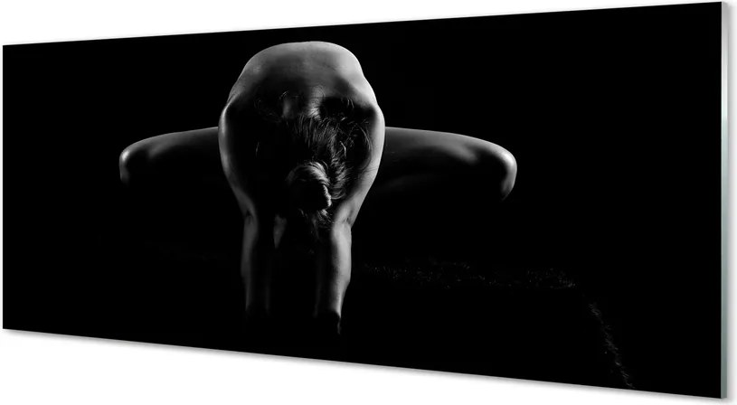 Panel szklany do Kuchni Czarno-Biały Portret Kobiety