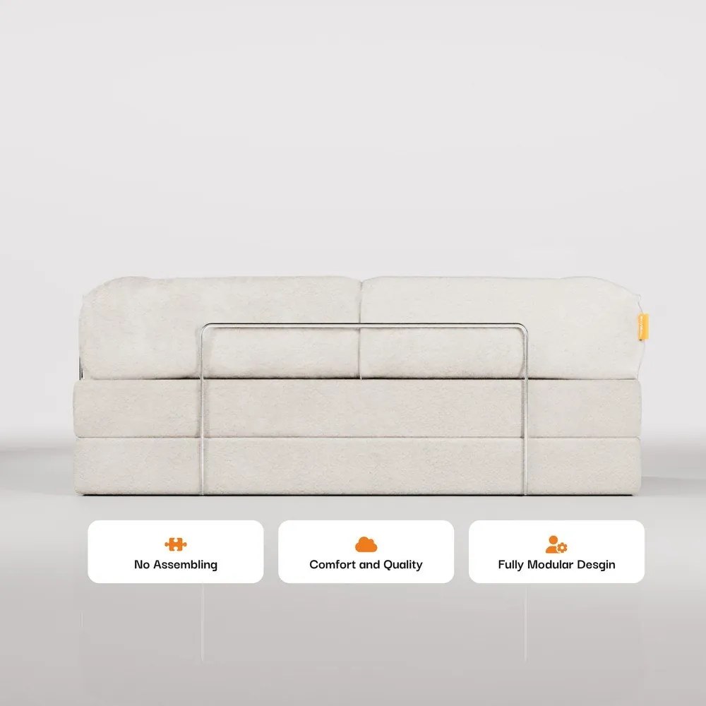 Beżowa rozkładana sofa z materiału bouclé 180 cm Bloom – TemaHome