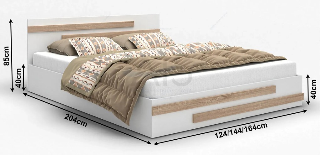 Białe łóżko ze stelażem i materacem 140x200 cm H4-L11