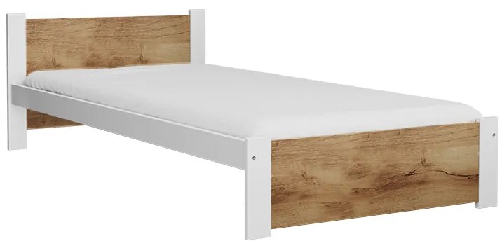 Łóżko IKAROS 90 x 200 cm, dąb artisan/biały Stelaż: Bez stelaża, Materac: Materac Somnia 18 cm