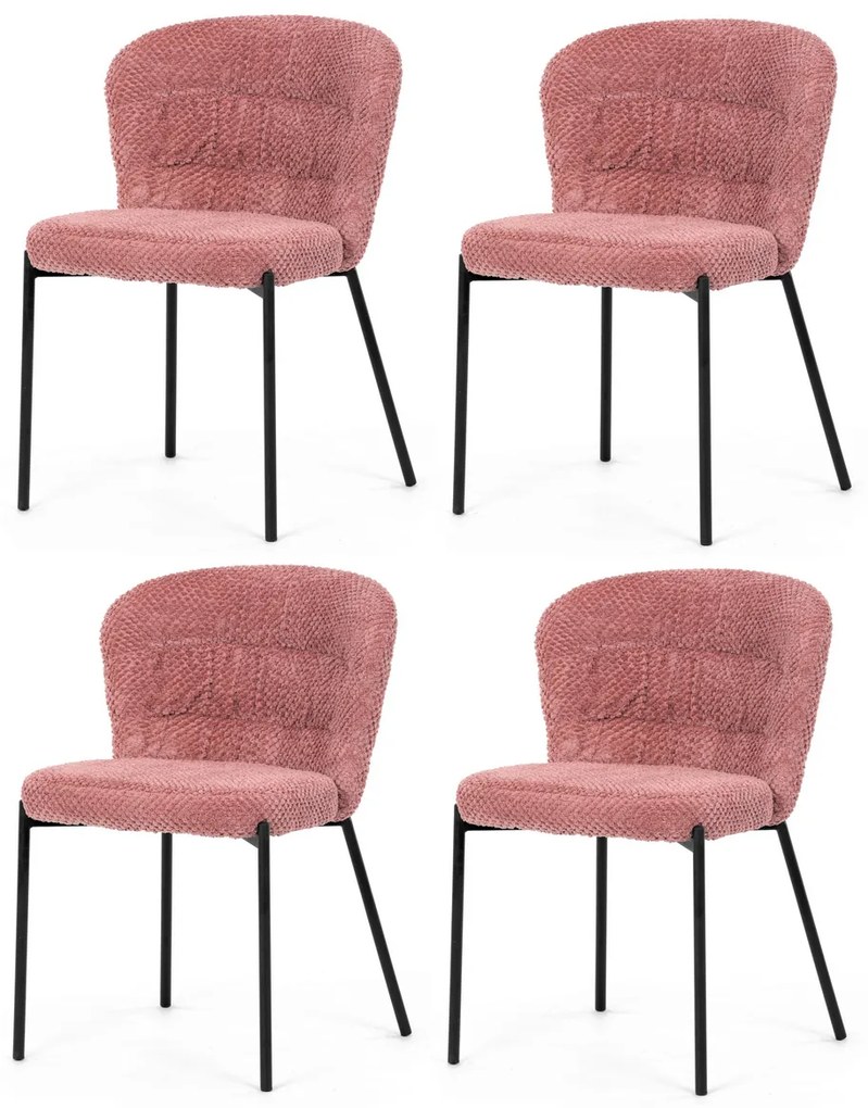 Zestaw krzeseł do jadalni Bouclé CT-W1077 PINK2, 4szt.