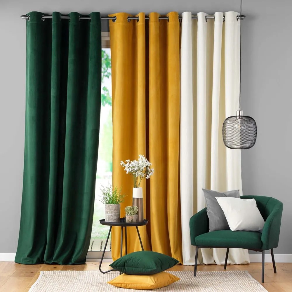 Zielona sztruksowa zasłona 140x260 cm Casual – douceur d'intérieur