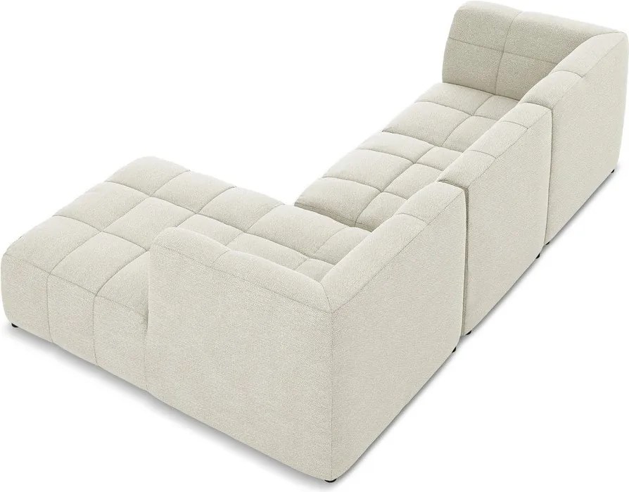 Beżowy narożnik z materiału bouclé (prawostronny/z szezlongiem) Aloha – Makamii