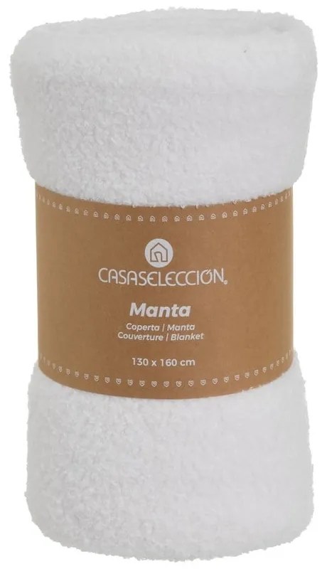 Biały koc z materiału sherpa 130x160 cm Sherpa Bouclé – Casa Selección