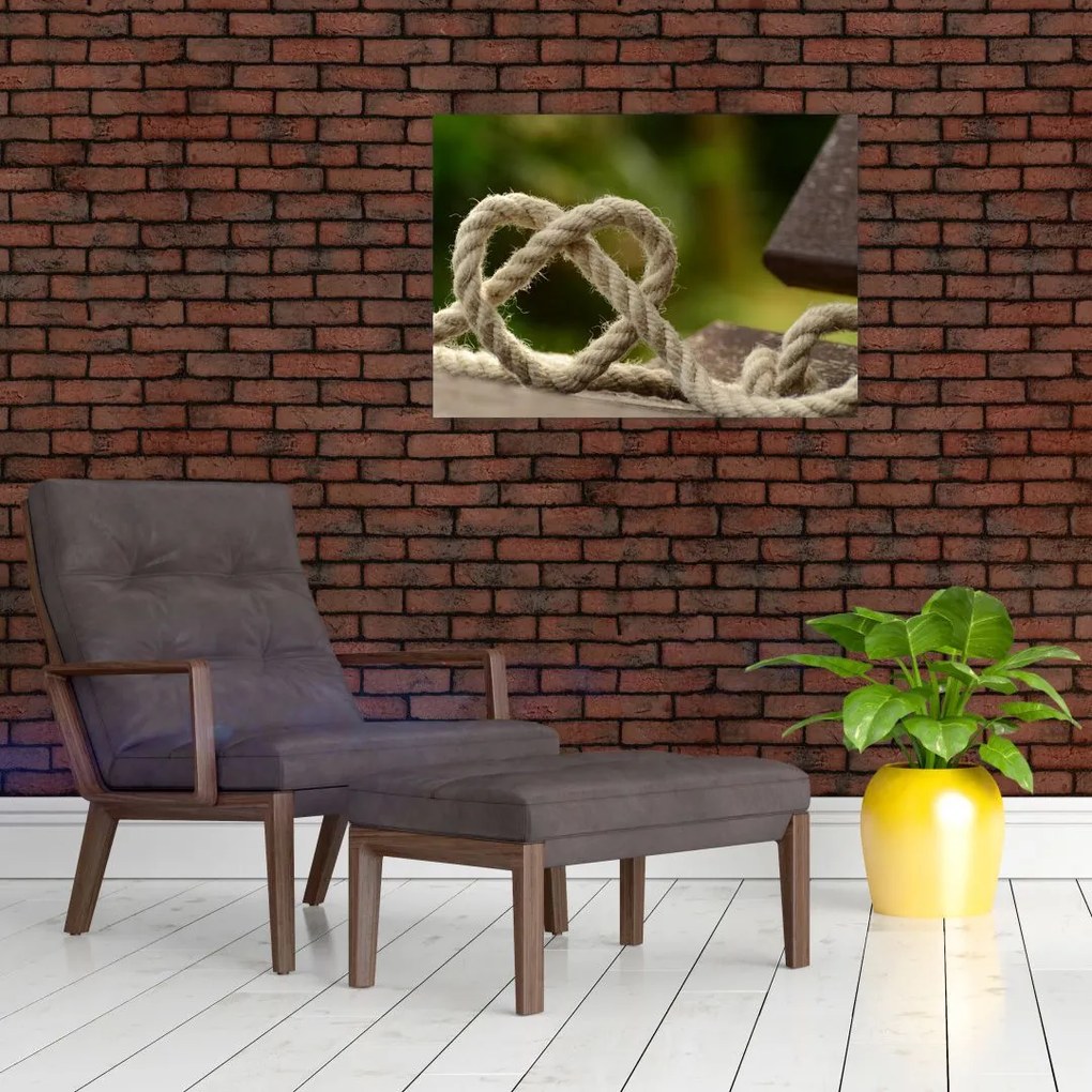 Obraz serca z liny (70x50 cm)