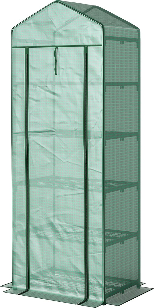 Outsunny Mini-szklarnia na kwiaty lub warzywa, stal, tworzywo sztuczne, 69 dł. x 49 szer. x 193 wys. cm, Zielona