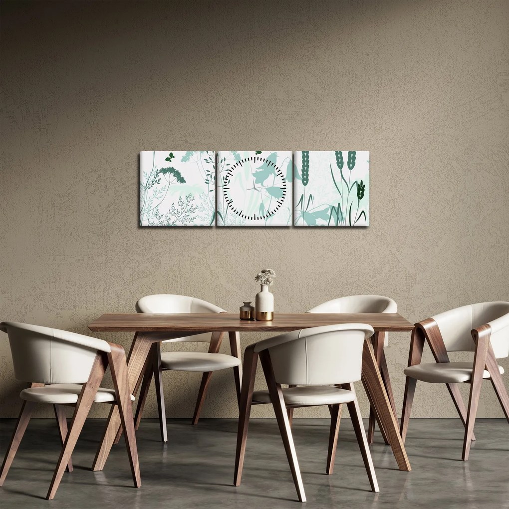 Obraz - Wektor łąki (z zegarem) (90x30 cm)