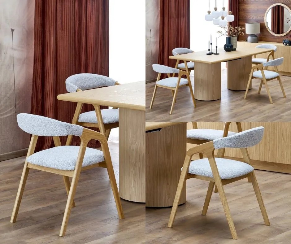 Tapicerowane krzesło dębowe z podłokietnikami krzesło Bueno Halmar