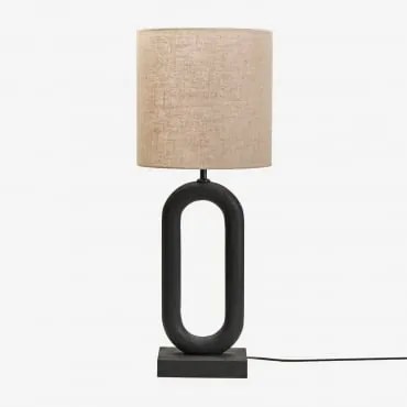 Lampa Stołowa Z Drewna Mango Tiberia Nizina Czarna & Jasny Piaskowy Brąz Ø30 Cm - ↑30 Cm Arlina - Sklum