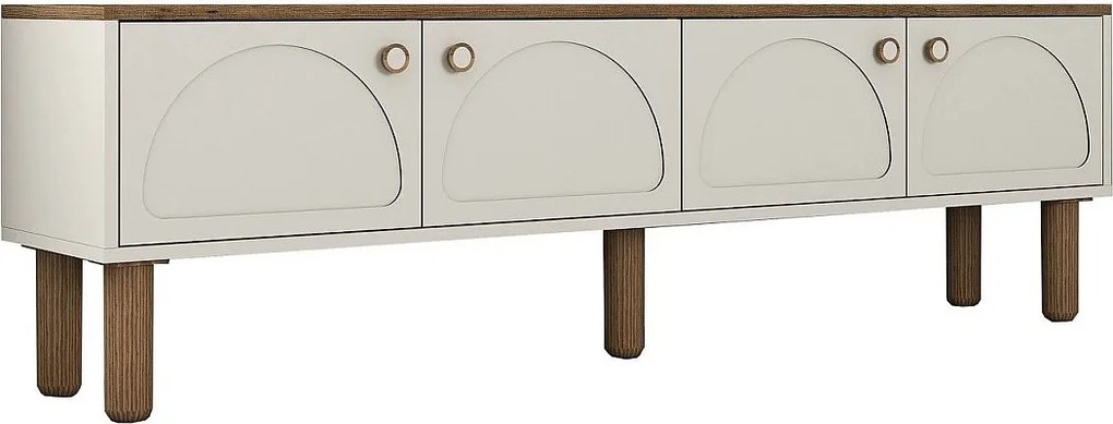 Stojak pod telewizor – 180 cm x 53 cm x 35 cm – Kremowy – Płyta wiórowa pokryta melaminą