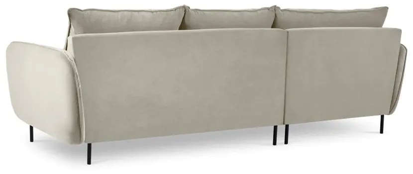 Beżowa narożna aksamitna sofa lewostronna Cosmopolitan Design Vienna