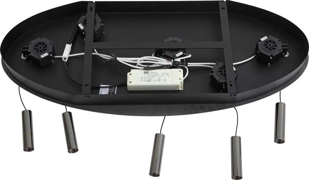 Designerska lampa wisząca Fiera, grafitowa, z zielonym szkłem, zintegrowanym LED, 3-stopniowo ściemnialna, 5-punktowa, z systemem Easylift
