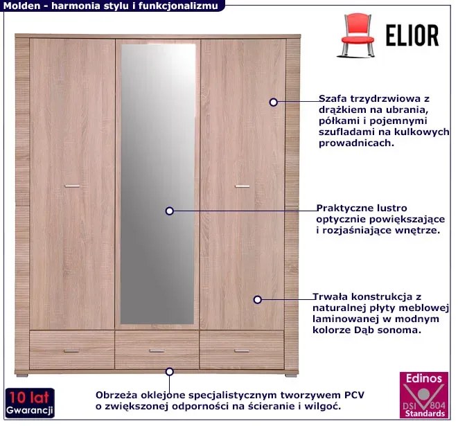 Szafa trzydrzwiowa z lustrem R6-L06