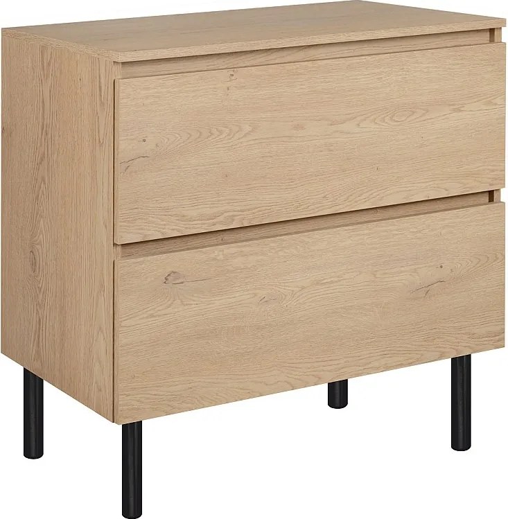 Szafka łazienkowa 80 cm z blatem górnym + nóżki meblowe, Kolor: Dąb Jasny, 80 x 80,7 x 46 cm