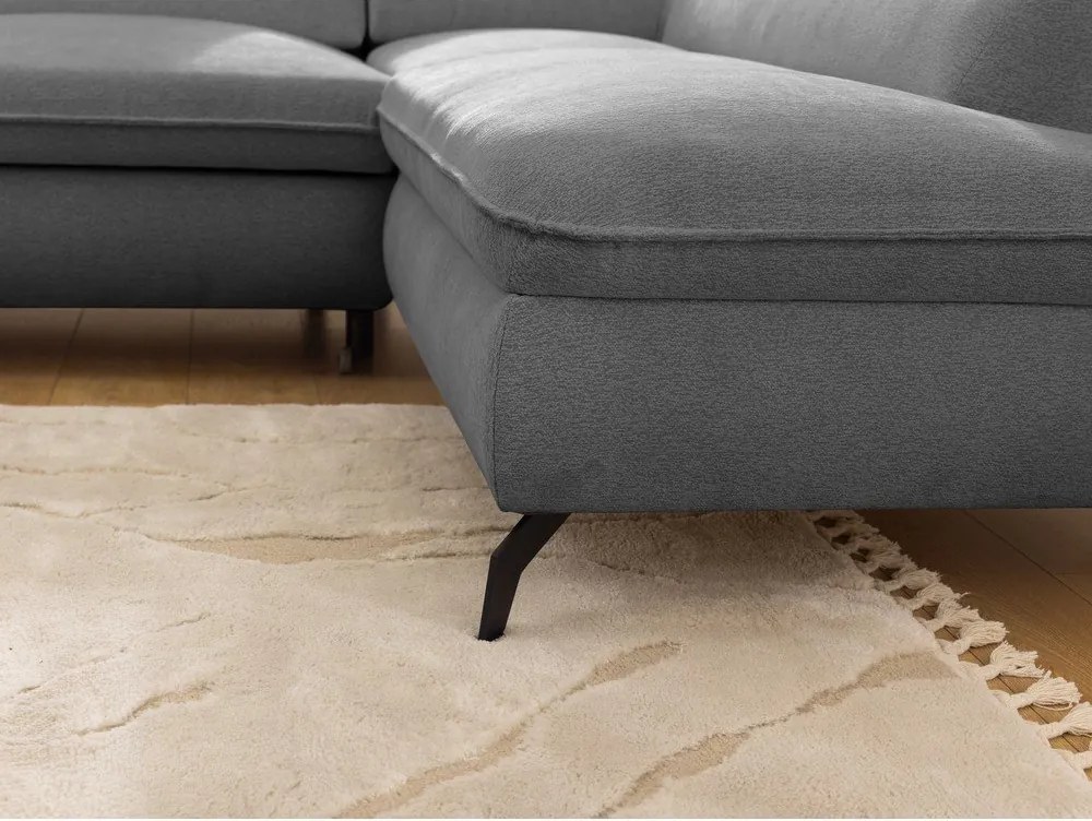 Szary narożnik z tkaniny szenilowej (prawostronny/w kształcie litery L) Marbeya – Ropez