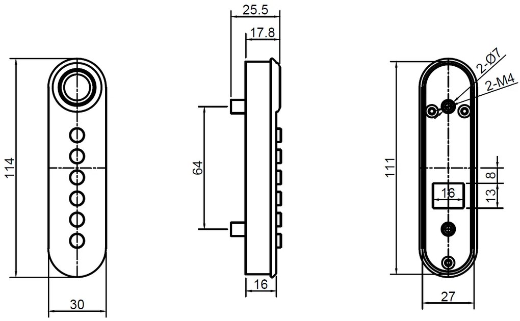 Zamek szyfrowy z czytnikiem linii papilarnych F021, aluminium, czarny