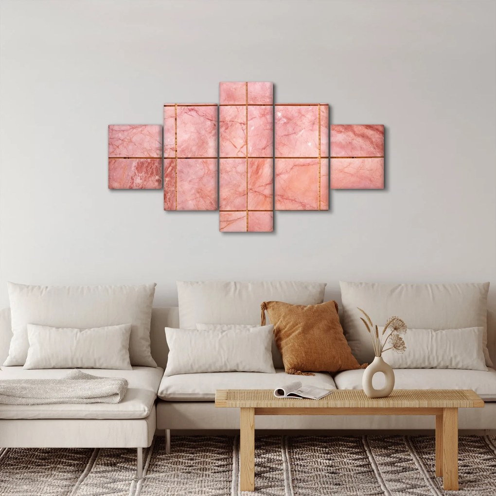 Obraz - Różowe, marmurkowe płytki (125x70 cm)