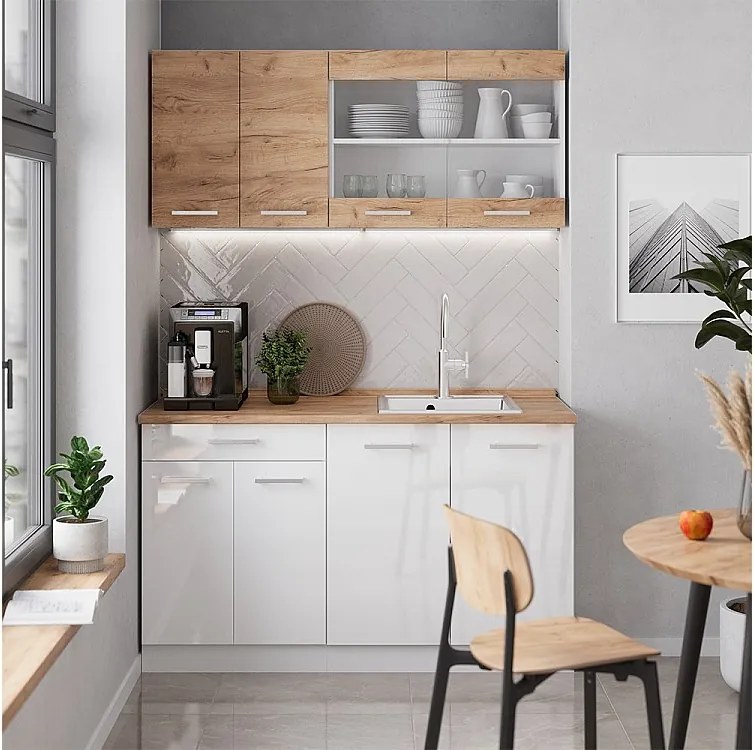 Pojedyncza kuchnia gold power dąb/biały 140x60x81.6 r-line