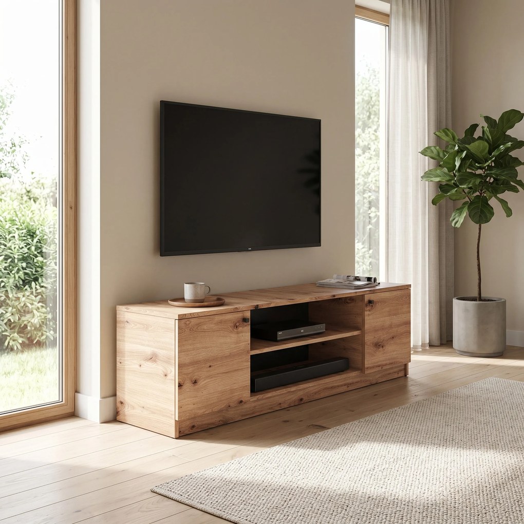 Szafka RTV stojąca NATURIO 160 cm do Salonu pod Telewizor - Dąb artisan