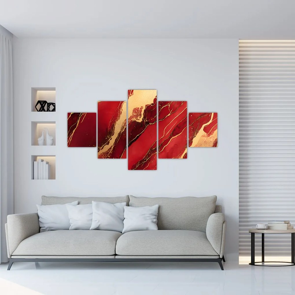 Obraz - Czerwono-złoty marmur (125x70 cm)