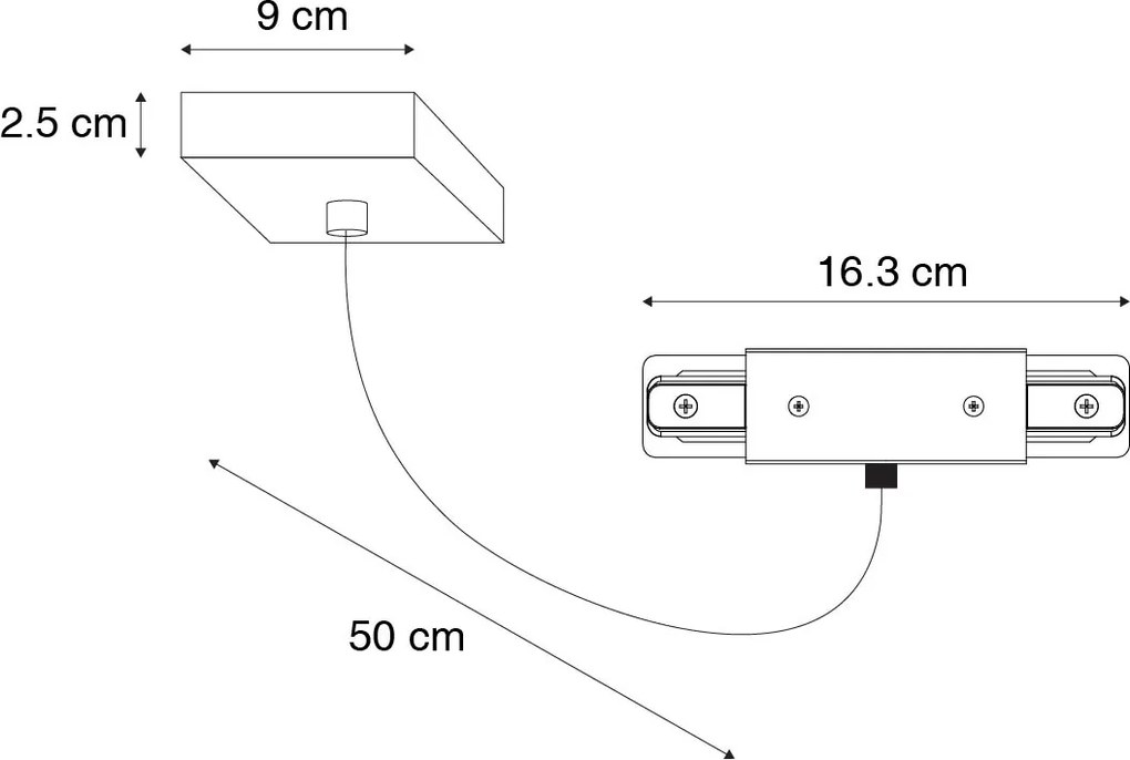 Zasilacz I do szyny jednofazowej z kwadratową płytą montażową czarny - Jeana
