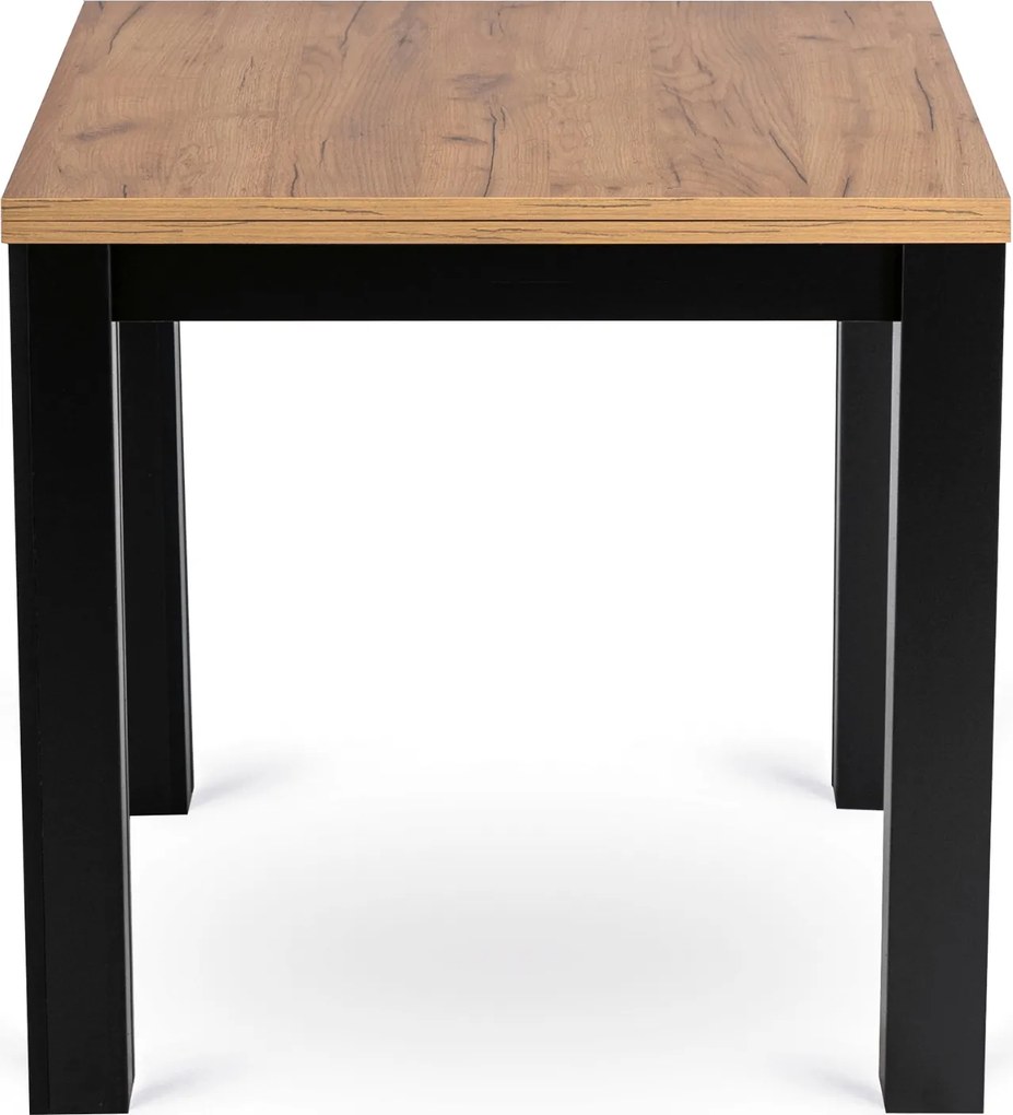 Zestaw Stół Kwadratowy Rozkładany MAX 80-160 cm Dąb Craft/Czarny i 6 Krzeseł PERU Szarych Welurowych