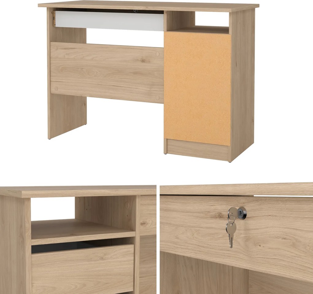 Biurko Function Plus 110 z szufladą na klucz, kolor jackson hickory