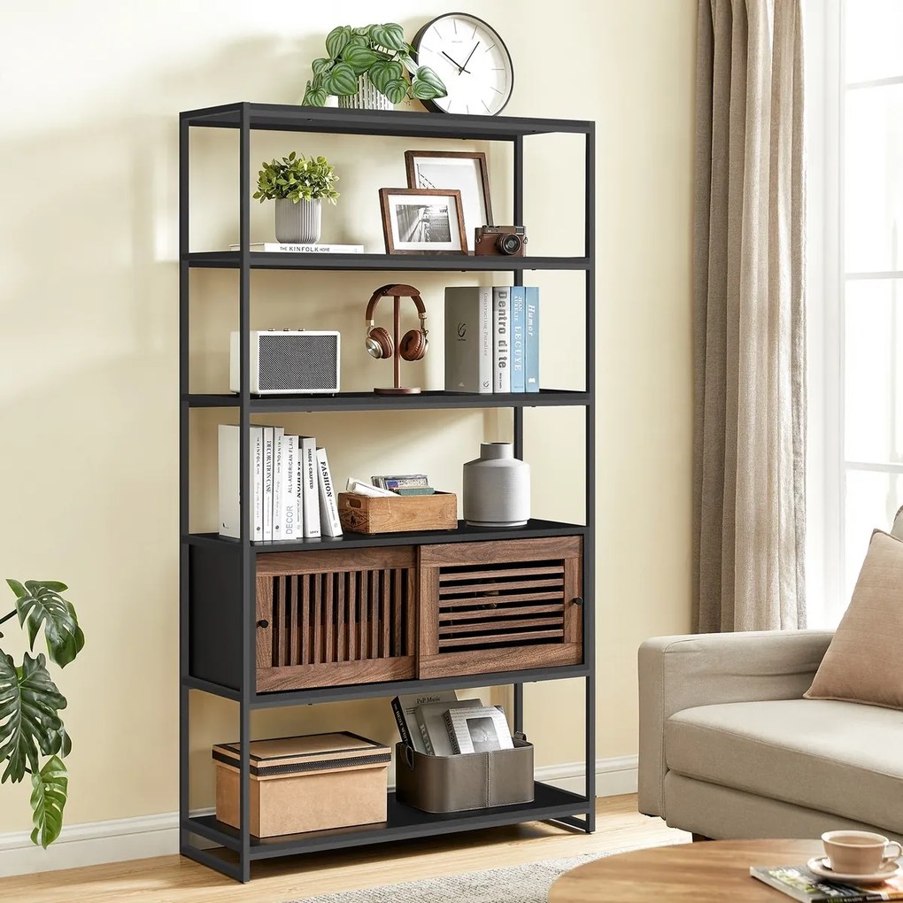 Regał E1121 BK, metal, czarny