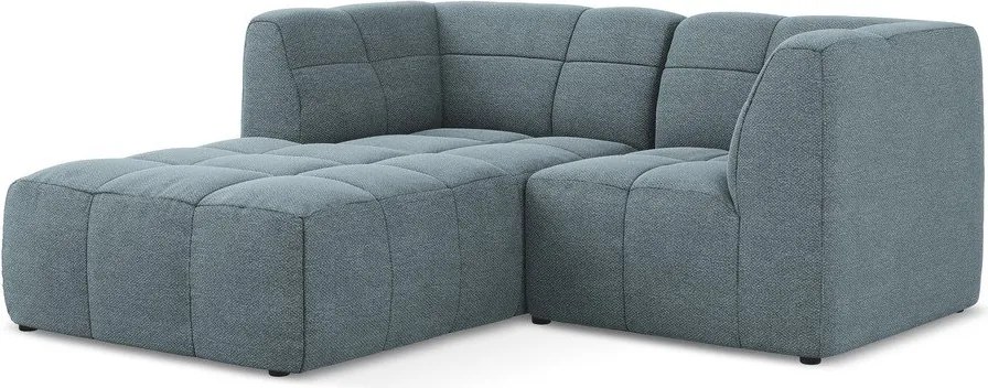 Niebieski narożnik z materiału bouclé (lewostronny/z szezlongiem) Aloha – Makamii