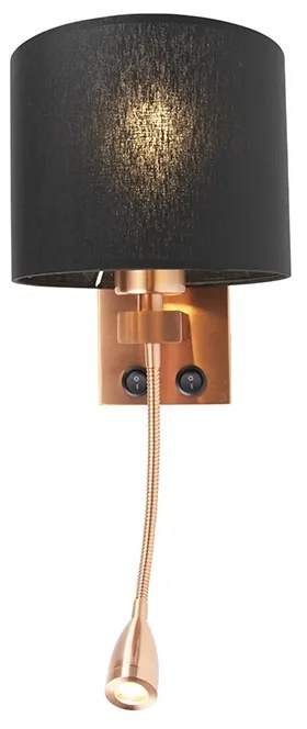 Lampa ścienna w stylu art deco miedziana z czarnym kloszem - Brescia ArtDeco Oswietlenie wewnetrzne