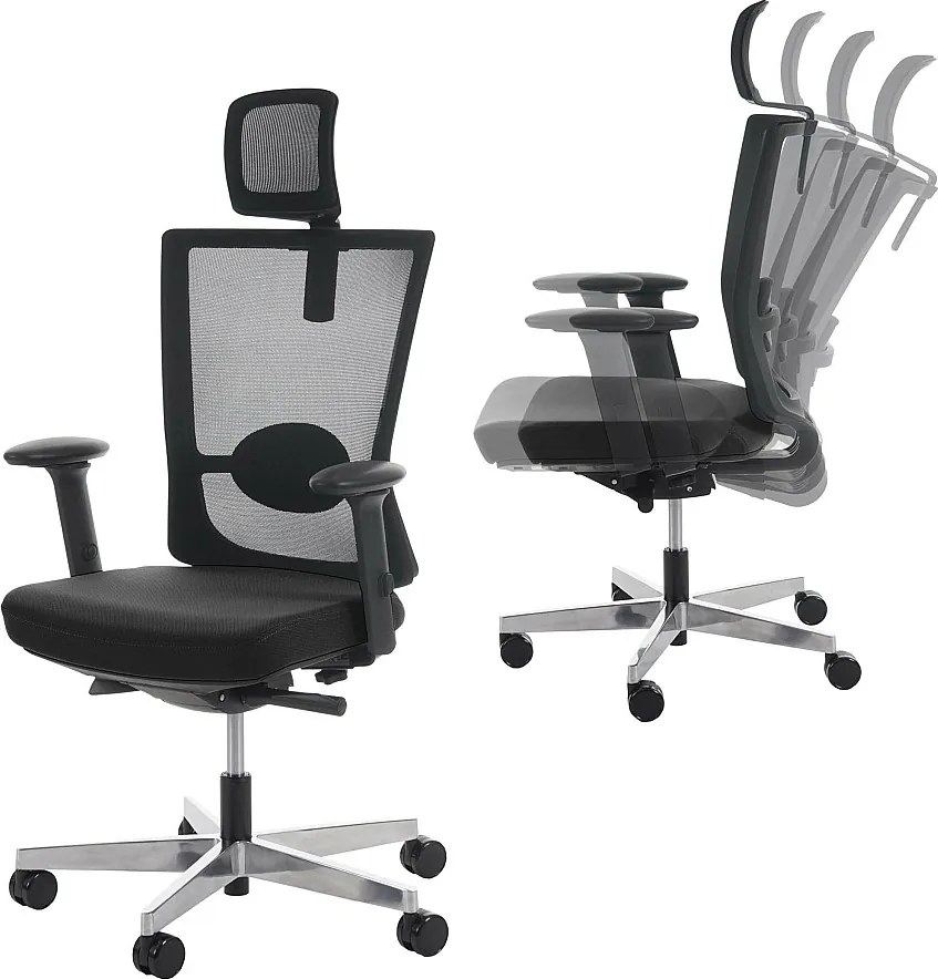 Krzesło biurowe MERRYFAIR Karlstad,  czarny, z zagłówkiem