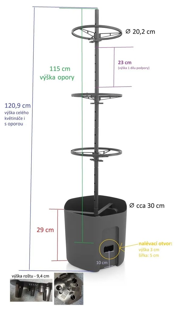 Gardenico Pojemnik do uprawy pomidorów antracyt, śr. 29 cm, S