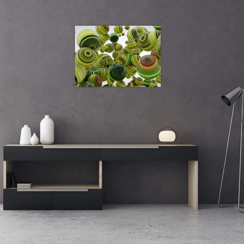 Obraz na szkle pasiastych kulek (70x50 cm)