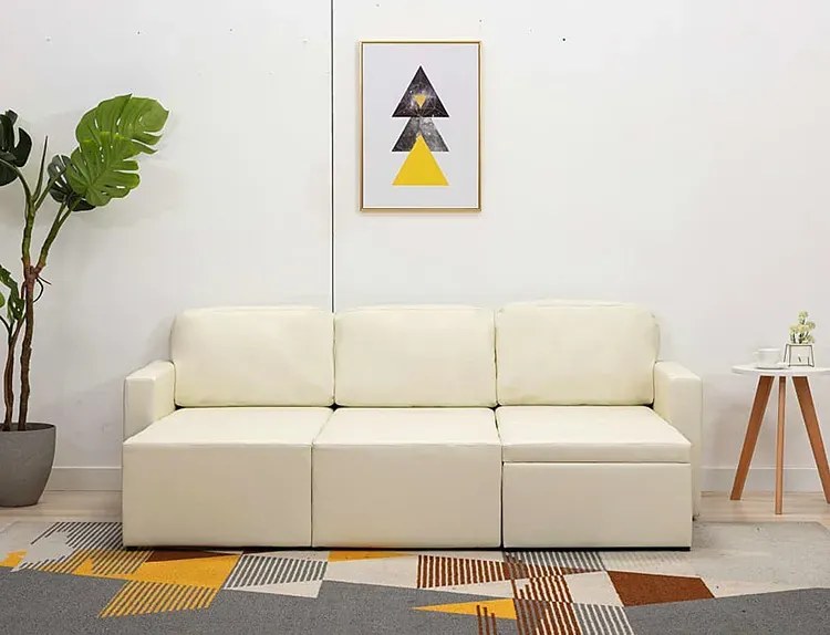 Rozkładana sofa modułowa jasnokremowa - Odi 4Q