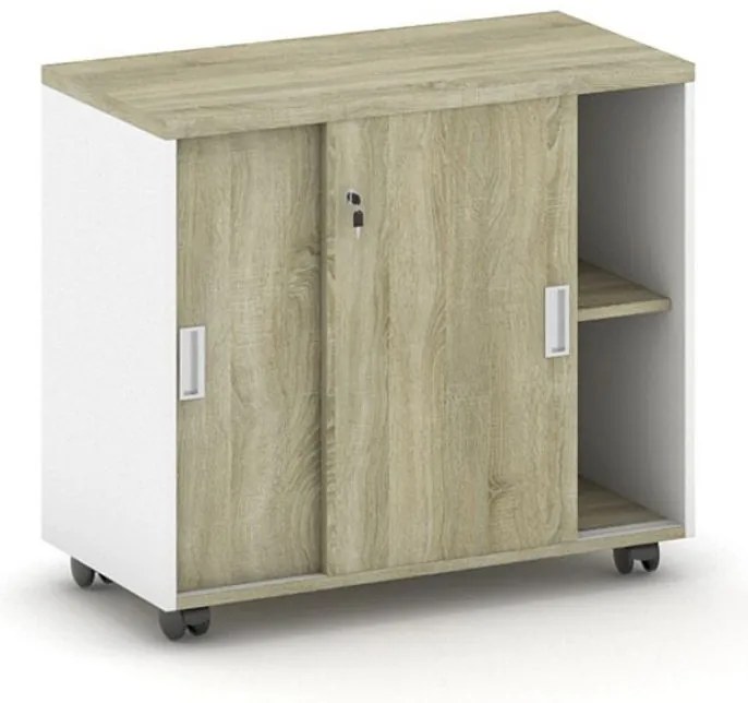 Szafka na kółkach MIRELLI 800 x 420 x 750, biały / dąb sonoma