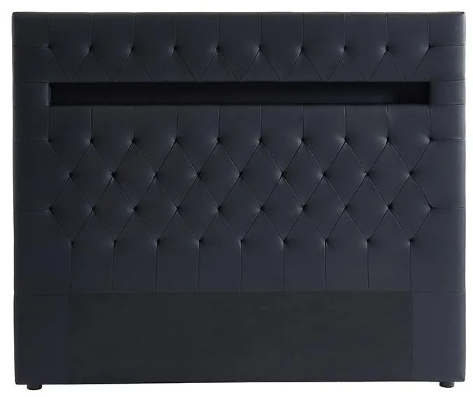 Zagłówek łóżka SUPERNOVA III - 160 cm - Diody LED - Czarna ekoskóra
