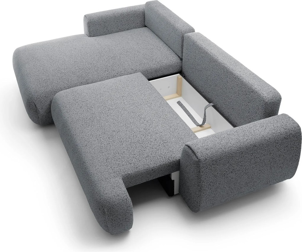 Masseno Narożnik ZEST z funkcją spania i pojemnikiem na pościel Narozniki L, Rozkładana sofa - Szary, PUENTE 94