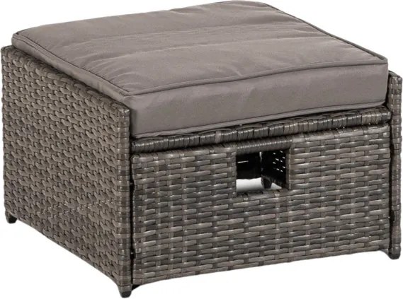 Zestaw Mebli Ogrodowych DELGADO Szary Sofa Fotele Pufy Stolik Technorattan Nowoczesny