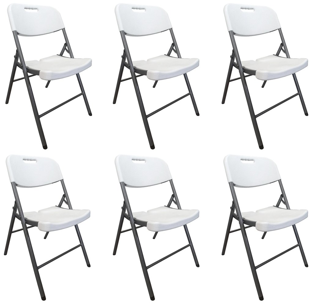 Krzesło cateringowe bankietowe do ogrodu składane z tworzywa sztucznego kolor biały zestaw 6 szt.