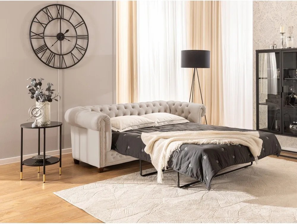 Beżowa aksamitna rozkładana sofa 203 cm York Blik – Ropez