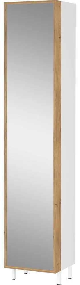 Biała wysoka/wąska szafka łazienkowa 39x195 cm Topeka – Germania