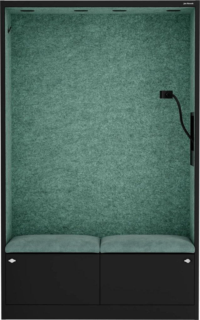 Szafa akustyczna do biura i szkoły Sally MentalBox, 115 x 40 x 185 cm, czarny/zielony