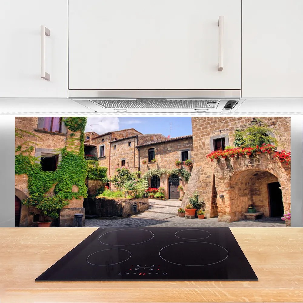 Panel Szklany Malownicza Uliczka W Kwiatach