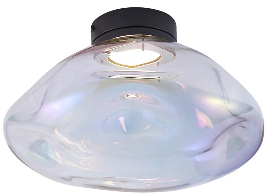 Designerska lampa sufitowa czarna z tęczowym szkłem - Gemma