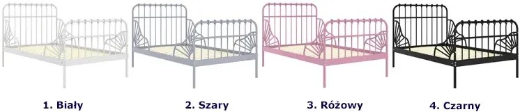 Różowe metalowe łóżko rosnące z dzieckiem 80x130/200 cm - Kasja