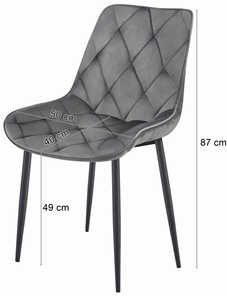 Aksamitne krzesło do jadalni TOR, ciemnoszare