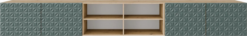 Szafka RTV wisząca ROVA 300 cm do Salonu pod Telewizor - Dąb artisan