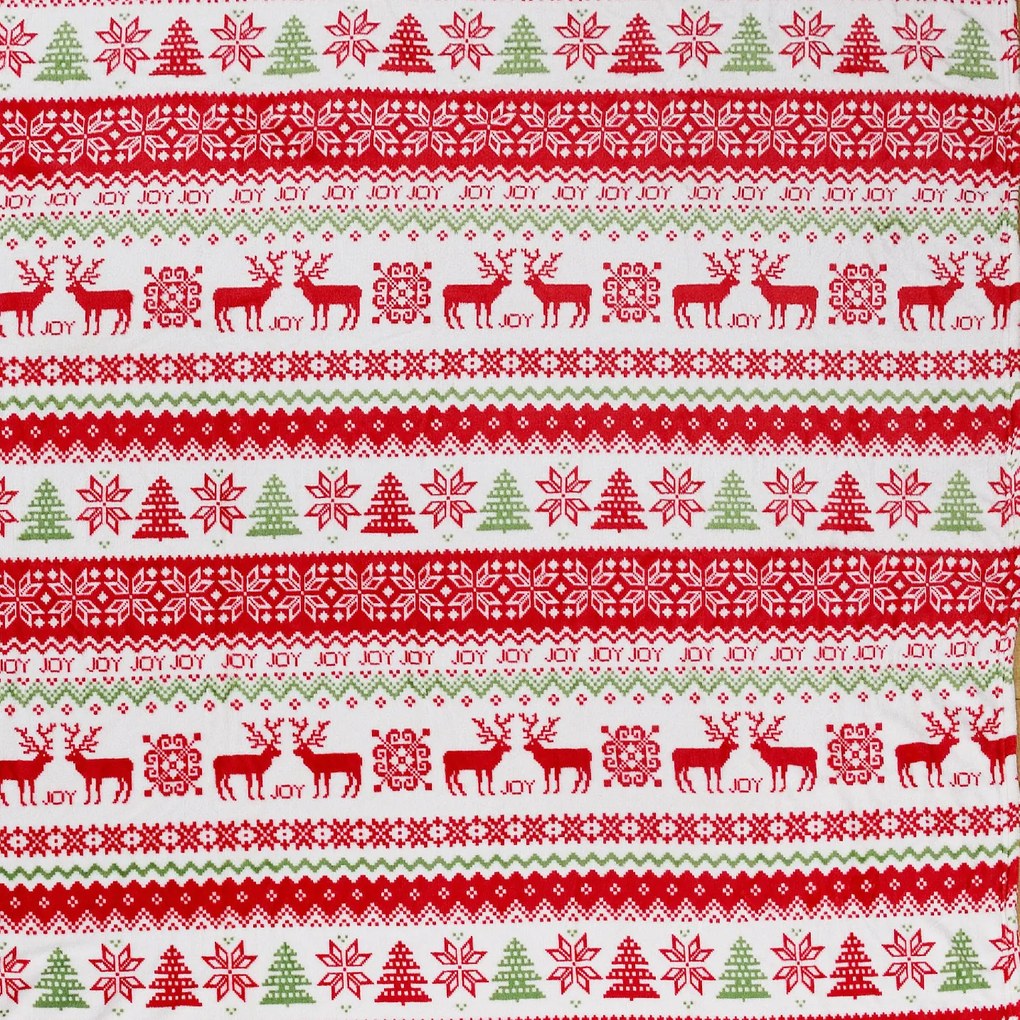 Biały świąteczny koc z mikropluszu CHRISTMAS JOY Rozmiar: 200 x 220 cm